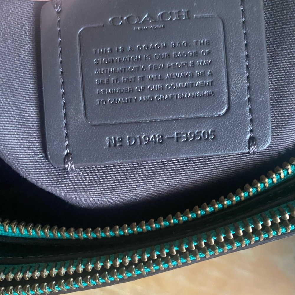 Coach Metallic Teal Pebble Leather Crossbody - Picture 6 of 16